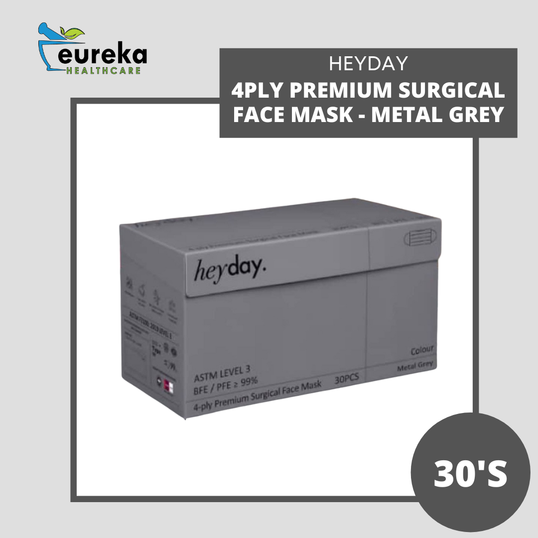 HEYDAY 4PLY PREMIUM SURGICAL FACE MASK 30'S (BOX) - METAL GREY&w=300&zc=1
