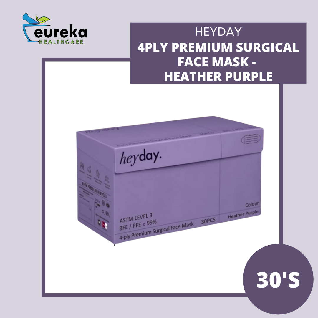 HEYDAY 4PLY PREMIUM SURGICAL FACE MASK 30'S (BOX) - HEATHER PURPLE&w=300&zc=1