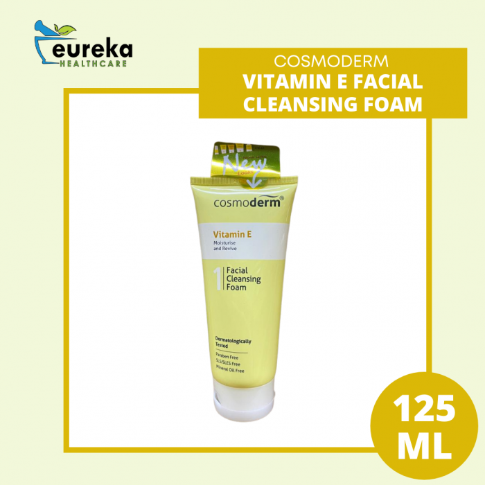 COSMODERM VITAMIN E FACIAL CLEANSING FOAM 125ML (WITH CERAMIDE) NEW