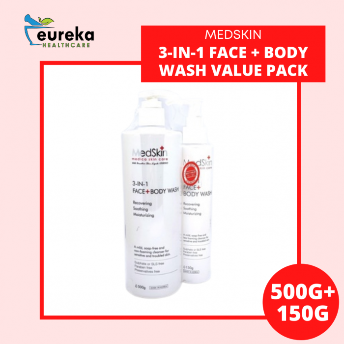 MEDSKIN 3-IN-1 FACE + BODY WASH VALUE PACK (500G+150G)