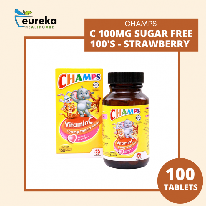 CHAMPS C 100MG SUGAR FREE 100'S - STRAWBERRY FLAVOUR
