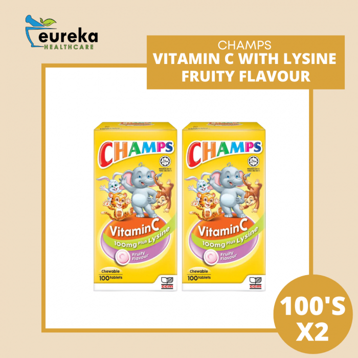 CHAMPS C WITH LYSINE FRUITY FLAVOUR 100'S X 2