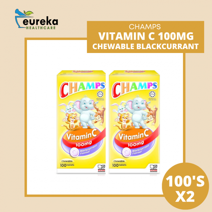 CHAMPS VITAMIN C 100MG CHEWABLE BLACKCURRANT 100'S X 2 T/PACK