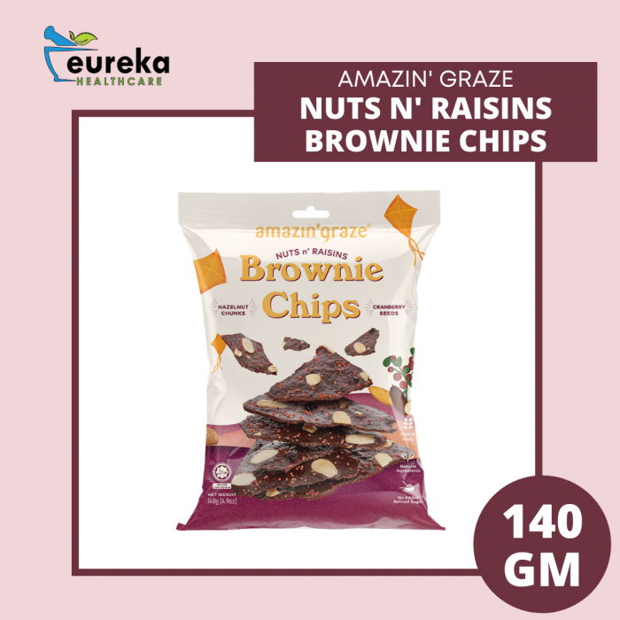 AMAZIN'GRAZE NUTS N' RAISINS BROWNIE CHIPS 140G